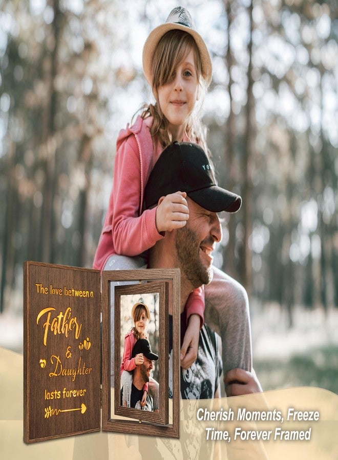 EYITUPC Dad Girl Picture Frame - Vintage Rotating Wooden Frame with Light-Up Quote - Dad Gifts from Daughter for Father's Day, Birthday, or Christmas - Holds Two 4x6 Photos - Gift for Dad Daughter - Image 4